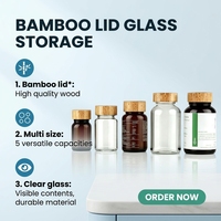 Flacon en verre noir mat de 100 ml et 250 ml avec couvercle en bambou, flacon pour capsules et pilules, emballage pour compléments alimentaires, pour les vitamines capillaires