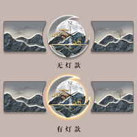 Horloge murale LED paysage moderne peinture décorative en porcelaine cristal peinture décorative d'art mural de salon familial