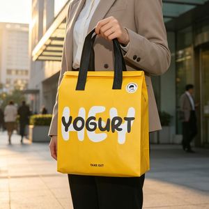Sacs isothermes pour emporter les glaces, en non-tissé laminé écologique, avec poignée renforcée, couleurs vives, logo personnalisé - Product Image 1