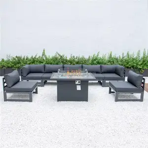Hotel möbel Sofa Aluminium Moderne Metall Garten Gartenmöbel Sofa Set mit Feuerstelle Tisch