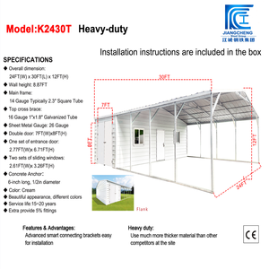 Garage en structure acier préfabriquée robuste, abri de rangement extérieur portable <span class=keywords><strong>et</strong></span> durable pour jardin <span class=keywords><strong>et</strong></span> entrepôt - Product Image 5