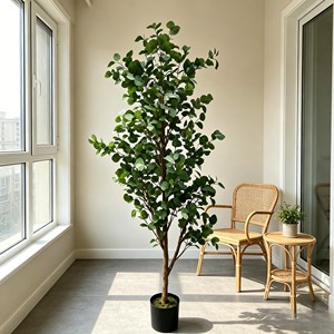 Luxury Real Wood Stem <b>Artificial</b> Eucalyptus Plant in White Pot Permanent Botanicals Greenery for Farmhouse Office Desk Aest - Product Image 6