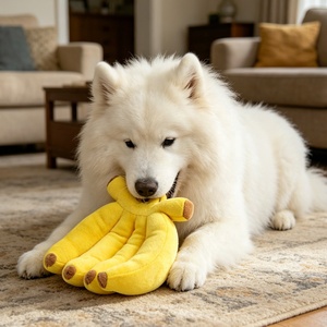 Juguete de Peluche de Plátano para Mascotas al por Mayor, Juguete <span class=keywords><strong>Molar</strong></span> para Perros Resistente a Mordidas con Sonido, Muñeco de Peluche Suave para Masticar, Juguete para Aliviar la Ansiedad de Cachorros - Product Image 3