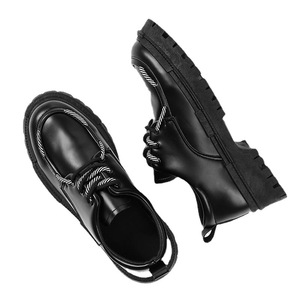 Zapatos de Cuero Casuales Negros de Estilo Británico para Hombre, Otoño 2026, Zapatos Formales de Negocios con Punta Redonda y Tacón Grueso, Zapatos Modernos para Trabajar - Product Image 5