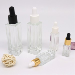 Emballage de soins de la peau en verre plat carré de 30ml avec bouchon en caoutchouc pour crème contour des yeux et gouttes pour les yeux - Product Image 2