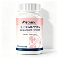 Metrand Glucomannane Extrait de racine de Konjac 60 Capsules Complément alimentaire en fibres pour la gestion du poids et la santé digestive