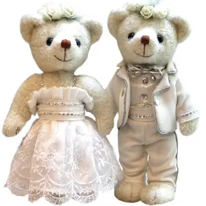 2024新设计毛绒玩具毛绒卡哇伊动物婚礼泰迪熊情侣情人节礼物