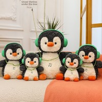 Peluche pingouin de dessin animé authentique, super douce, rembourrée en coton PP, poupée mignonne, oreiller de sommeil, 0-24 mois