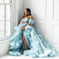 Dernière conception Peach Tulle fait des robes de maternité pour la photographie pour être des robes de mère