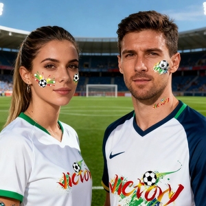 Tatuajes Temporales de Trofeo de Fútbol, 5 Piezas, Adhesivos de Campeón de Fútbol de Dibujos Animados para Fiestas, Decoración Facial, Artículos para Fanáticos del Deporte - Product Image 3