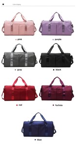 Bolsa de deporte de lona con logotipo personalizado para mujer/hombre, bolsa de viaje de fin de semana con bolsillo húmedo y compartimento para zapatos, bolsa de lona con forro de poliéster - Product Image 5