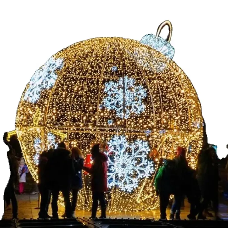 Dekorasi Bola Natal Luar Ruangan Lampu Lengkungan Raksasa LED Motif 3D