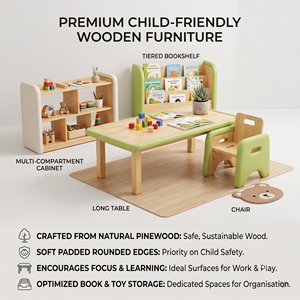 Juego <span class=keywords><strong>de</strong></span> Muebles <span class=keywords><strong>de</strong></span> Madera Montessori para Niños Pequeños, con Bordes Suaves, para Preescolar, Guardería, Jardín <span class=keywords><strong>de</strong></span> Infancia, Mesa, Estante, Ambiente Completo - Product Image 2