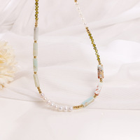 Collier et Bracelet en Perles de Zircon Vert, Pierres Naturelles Guérisseuses, Ras-de-cou Élégant en Pierre Cylindrique, Bijoux Perlés pour Femmes et Amies