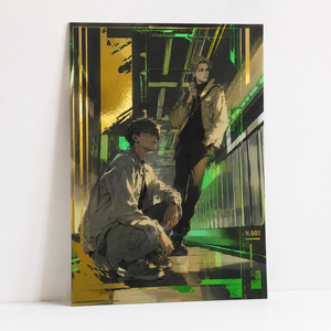 Affiches d'art personnalisées en feuille d'or verte/dorée, impression anime/<span class=keywords><strong>manga</strong></span>, impressions à effet métallique brillant, illustrations d'exposition, affiches fanart - Product Image 5