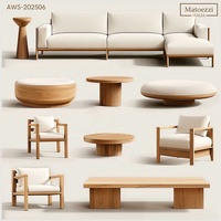 Ensemble de meubles de salon modernes en bois massif de luxe, écologiques, comprenant un canapé, des tables d'appoint, des fauteuils, pour la salle de séjour ou le patio.