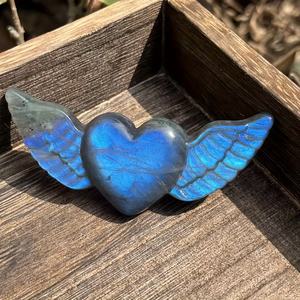 Cristal de Labradorita Natural al por Mayor con Forma de Corazón y Alas de Ángel, Recuerdo Pulido en Forma de Corazón para Decoración del Hogar, Oficina y Jardín - Product Image 4