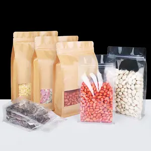 Resealable Plain Box Pouch Dried Food Snacks Packaging Bag Flat Bottom Zipper Matt Transparent Ziplock Packing Zip Lock