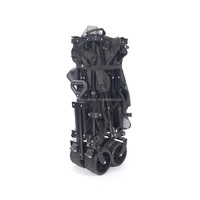 Chariot de camping pliable à deux étages avec grandes roues, porte-gobelets pour les courses, les sports, l'extérieur, poignée réglable, hayon avec toit