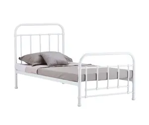 سرير معدني بسيط مع شرائح للبيع بالجملة من المصنع حجم فردي أثاث غرفة نوم متين سهل التجميع يمكن تخصيصه