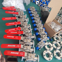 Vanne à boisseau sphérique sanitaire en acier inoxydable 316, à passage plein, manuelle, à trois pièces, avec raccord Tri-Clamp, qualité alimentaire SS304 316L