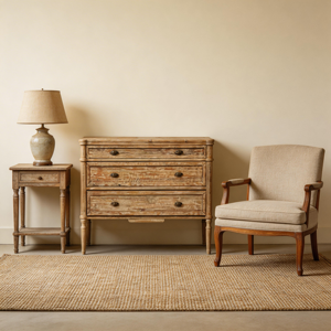 3 Drawer Wood Antique Natural Dresser <b>Sideboard</b> for Bedroom - Product Image 4