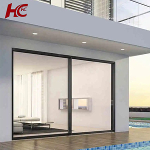 Porte <span class=keywords><strong>coulissante</strong></span> en aluminium automatique NFRC pour patio, design moderne, double vitrage, porte de salle de bain avec volet arrière personnalisé - Product Image 2