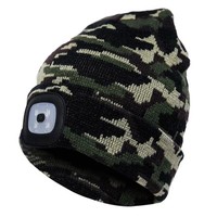 Gorro con Luz LED Recargable, Linterna Frontal Brillante, Gorros de Punto Cálidos de Invierno para Correr, Senderismo, Camping, Pesca en Hielo