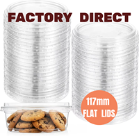 Vente en gros de couvercles plats en PET transparent de 117 mm pour contenants de 8 oz à 32 oz, couvercles en plastique jetables pour récipients de stockage alimentaire ronds et carrés