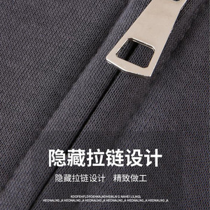 Fleece Lined Zip Up Sweatshirt Solid Color Cotton Hooded Sportswear Casual Drop Shoulder Jacket American Style - Product Image 5