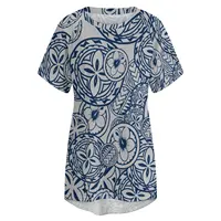 부티크 미국 의류 여성 대형 티 셔츠 사용자 정의 인쇄 빈 티셔츠 폴리네시아 부족 디자인 숙녀 회색 tshirt