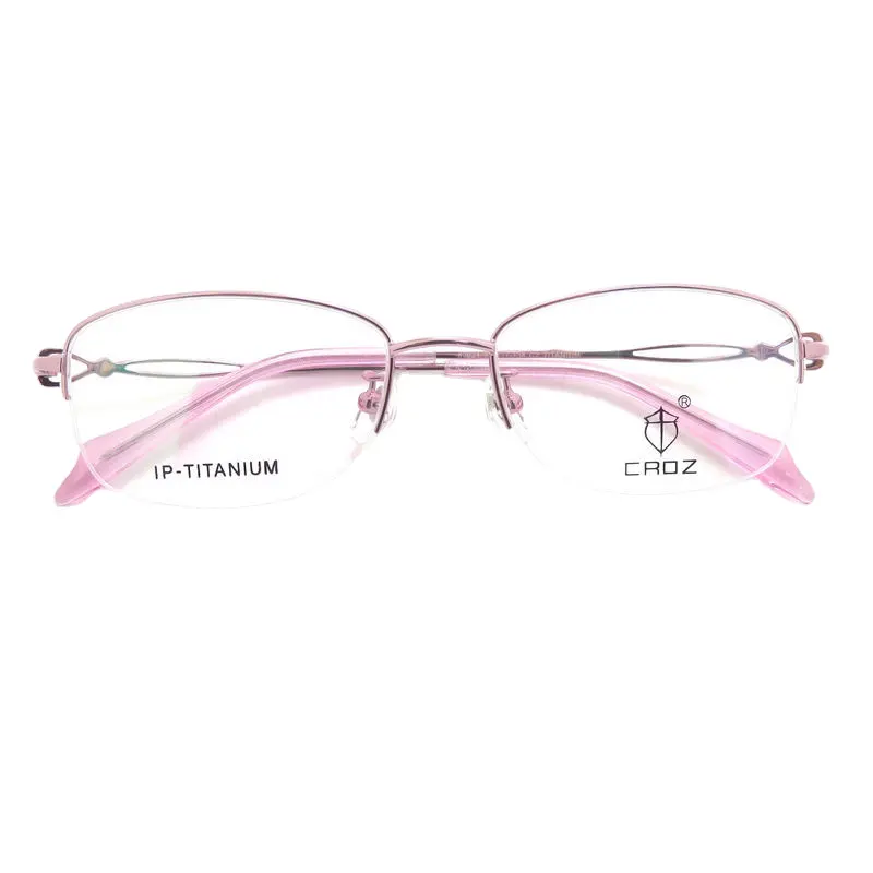 80021小型女性用近視フレーム純チタンハーフスクエア付き