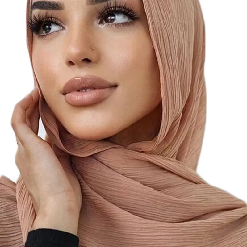 Jyl Nieuwste Geribbelde Hoofddoek Voor Vrouwen Sjaals Hijab Gerimpelde Sjaals Crêpe Chiffon Moslim Hijab Kwaliteit Stiksel