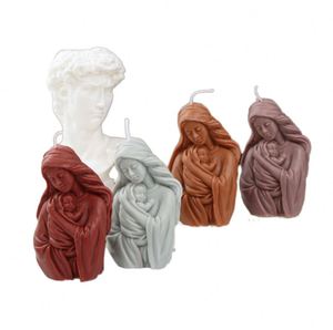 Moule à bougie en silicone Madonna, DIY, statue 3D mère et bébé, moule jetable en résine pour savon, outils pour la fabrication de bougies, kit de fabrication de bougies - Product Image 2