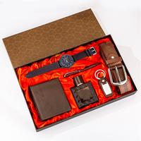 IStapromo Cadeaux Coffret Cadeau de Luxe Homme Ceinture + Portefeuille + Cravate + Parfum + Montre à Quartz + Stylo Montre-Bracelet Masculine Tendance