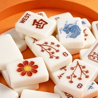 Tuiles de Mahjong sculptées à la main pour l'heure du cocktail, en acrylique bleu ciel, blocs numérotés pour le jeu, accessoires pour soirée Mahjong