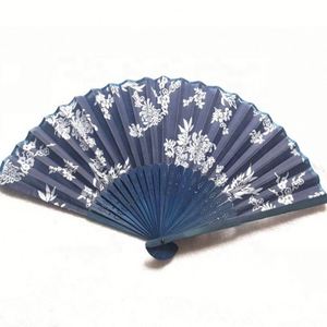 Éventail pliant 2025 en bambou, artisanat chinois en tissu, décorations florales imprimées, éventail pour femme - Product Image 2