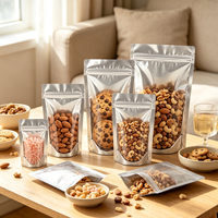 Sachets Doypack en aluminium à fenêtre transparente et haute barrière, de qualité alimentaire, avec fermeture à glissière refermable, pour noix, snacks et biscuits