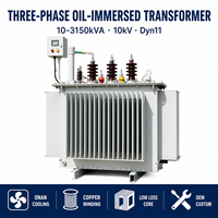 Transformateur immergé dans l'huile triphasé Wanbo-463 S13 630 kVA 10 kV Dyn11 ONAN à bobinage en cuivre à faible perte et à ailettes ondulées