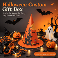Boîte en carton pliable personnalisée, écologique et jetable, en forme de chapeau de sorcière, pour Halloween, pour les fêtes, les bonbons, les cadeaux