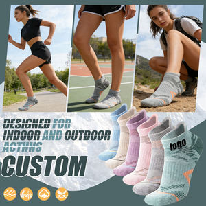 Chaussettes de course en coton anti-odeur personnalisées OEM KT-0026-125 sans MOQ, chaussettes de trekking épaisses et respirantes à cheville renforcée pour athlètes - Product Image 1