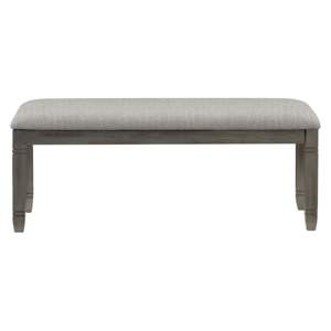 Banc de salle à manger gris antique DB 1pc cadre en bois avec siège en tissu gris ton neutre meubles de salle à manger élégants - Product Image 2