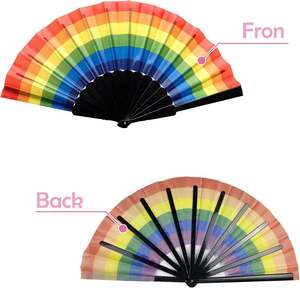 Abanico de Mano Plegable de Bambú y Papel con Diseño de Arcoíris para el Orgullo LGBT, Patrón de Arcoíris para el Orgullo Homosexual - Product Image 3