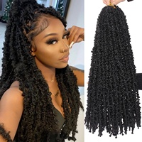 Extensions de cheveux tressées au crochet pour femmes, fausses locks afro pré-bouclées, douces et vieillies, style papillon, 22-24 mèches, vente en gros