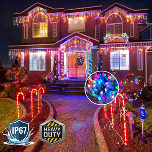 IP67 Colorful Indoor/Outdoor Dripping Icicle Christmas <b>Light</b> 2m 96 LED Connectable Dimmable Remote Control Waterproof USA <b>Plug</b> - Product Image 1