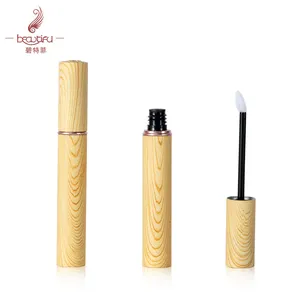 점보 크기 빈 8ml 나무 곡물 장식 금속 액체 립스틱/립 plumper 병/튜브/컨테이너 심장 모양의 브러쉬