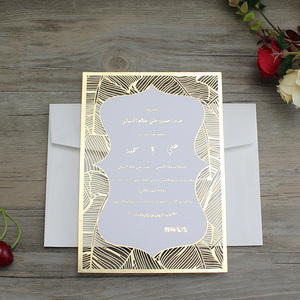 Sang Trọng Laser Cắt Giấy Foiling Trong Vàng Lời Mời Đám Cưới Tùy Chỉnh Laser Cắt Thiệp Mời Sinh Nhật Cảm Ơn Bạn Thẻ - Product Image 1