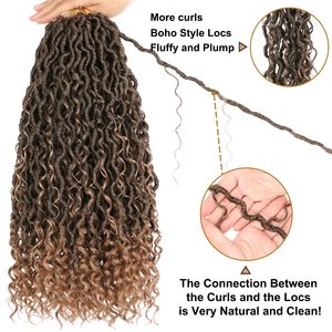 Extensions de cheveux synthétiques Soft River Locs en <span class=keywords><strong>fibre</strong></span> basse température, tissage simple, pour tresses au crochet Goddess Braids, cheveux bouclés, 18 pouces, 24 mèches - Product Image 4