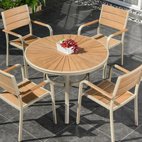 Ensemble de table de jardin extensible moderne haut de gamme personnalisé en plastique, bois et alliage d'aluminium