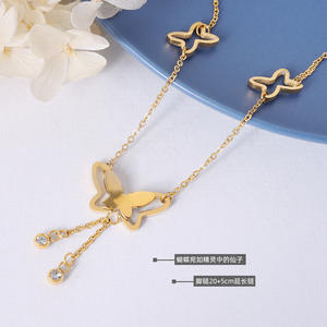 तितली टासल स्टेनलेस स्टील 18k वास्तविक सोने के साथ प्लेटेड गैर-एलर्जी रंग संरक्षित गैर एलर्जी रंग - Product Image 2